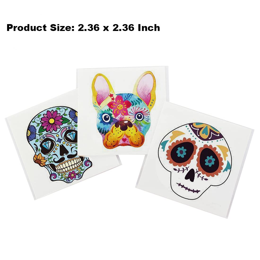 Ooopsiun Tatuajes del Día de los Muertos de Calavera de Azúcar para Niños  40 hojas de calcomanías de calavera de Halloween para niños y niñas,
