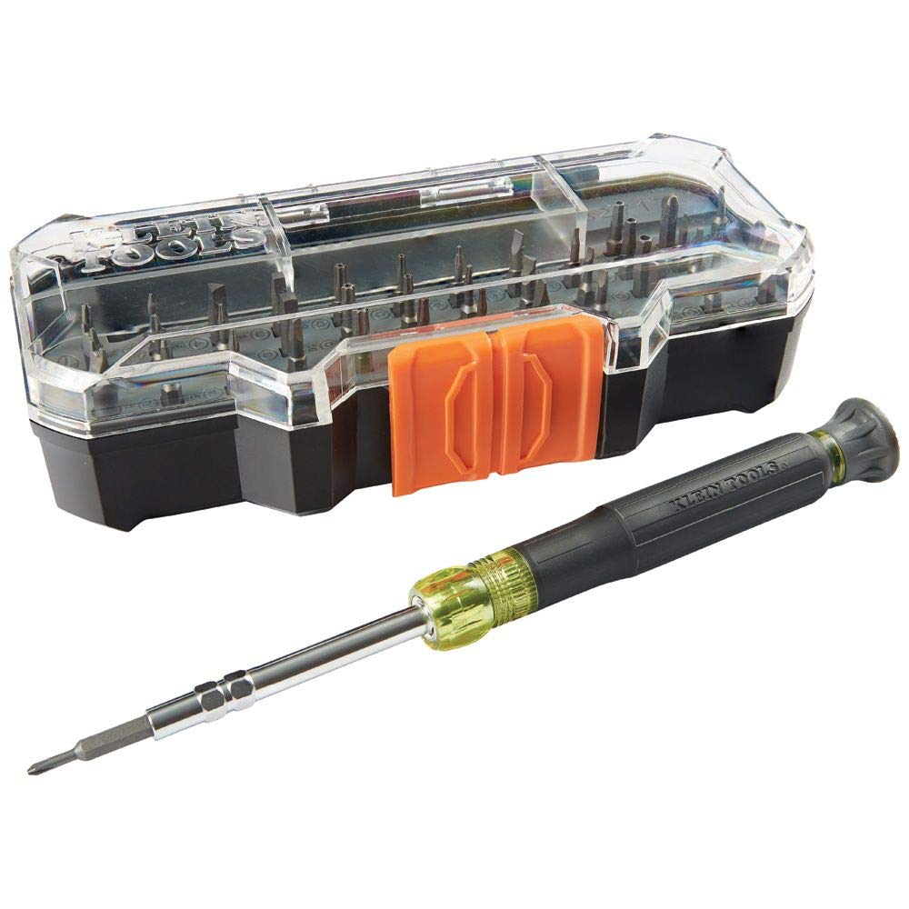 Klein Tools Juego de destornilladores de precisión con estuche + destornillador de trinquete, kit de herramientas de reparación todo en uno para