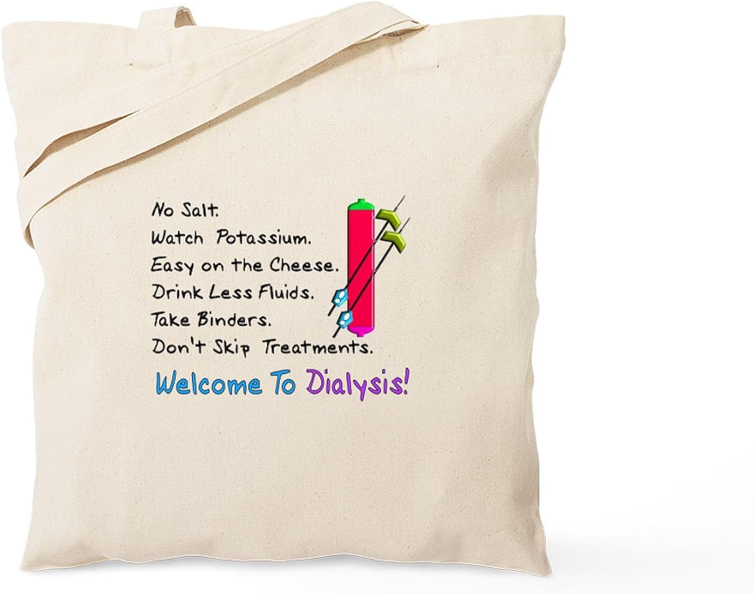 CafePress Dialysisisabigpain Tote Bag Natural Canvas Tote Bag, Cloth Shopping Bag