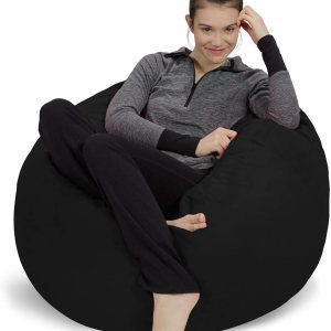 Sofa Sack – Sillón puff Puff de espuma viscoelástica de 3 pies, sofá mediano con funda de microfibra suave, color negro medianoche Sofa Sack – Sillón puff Puff de espuma viscoelástica de 3 pies, sofá mediano con funda de microfibra suave, color negro medianoche