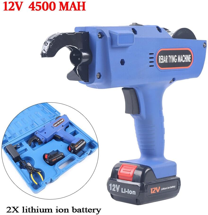 RustyVioum Pistola de amarre automática de barras de refuerzo de 0.315-1.339 in, computadora eléctrica con 2 baterías, herramienta automática de