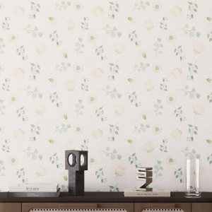 Papel tapiz floral bohemio para despegar y pegar, 17.7 x 118 pulgadas, estilo elegante blanco con hojas verdesflores amarillas claras, vinilo Papel tapiz floral bohemio para despegar y pegar, 17.7 x 118 pulgadas, estilo elegante blanco con hojas verdesflores amarillas claras, vinilo