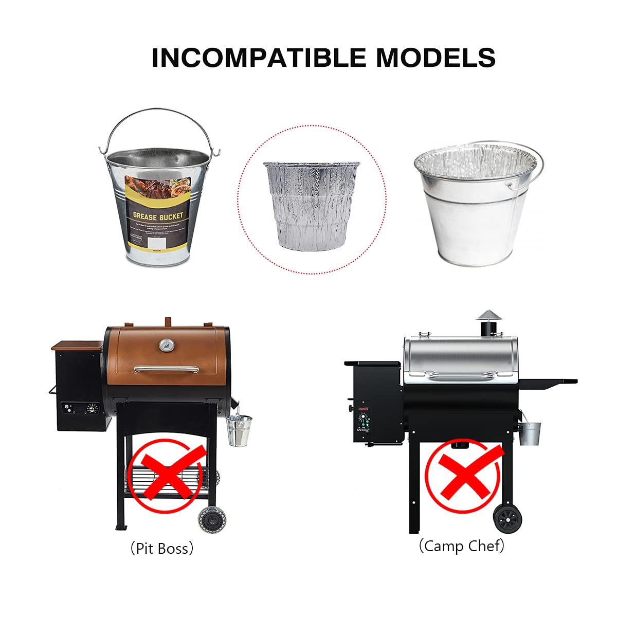 Repuesto para parrillas de pellets Pit Boss y accesorios para ahumadores, paquete de 2 unidades de carne y 15 bolsas de grasa con 1 cubo de goteo