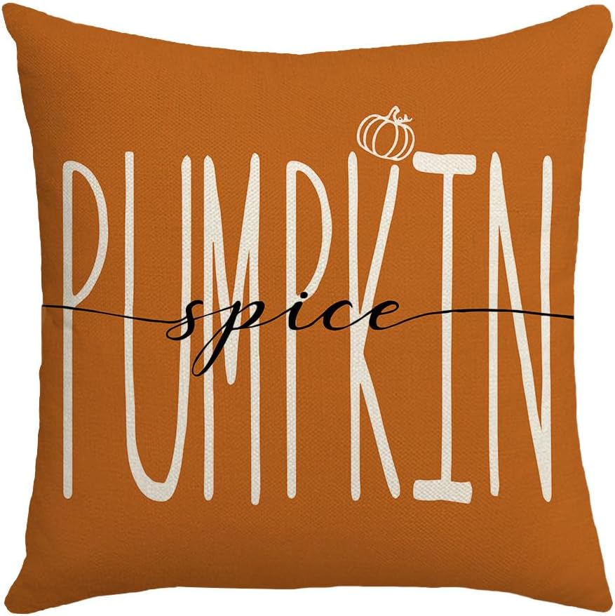 Fundas de almohada de otoño con diseño de calabaza y hojas de arce naranja para el hogar, 18 x 18 pulgadas, decoraciones de agradecimiento bendecido