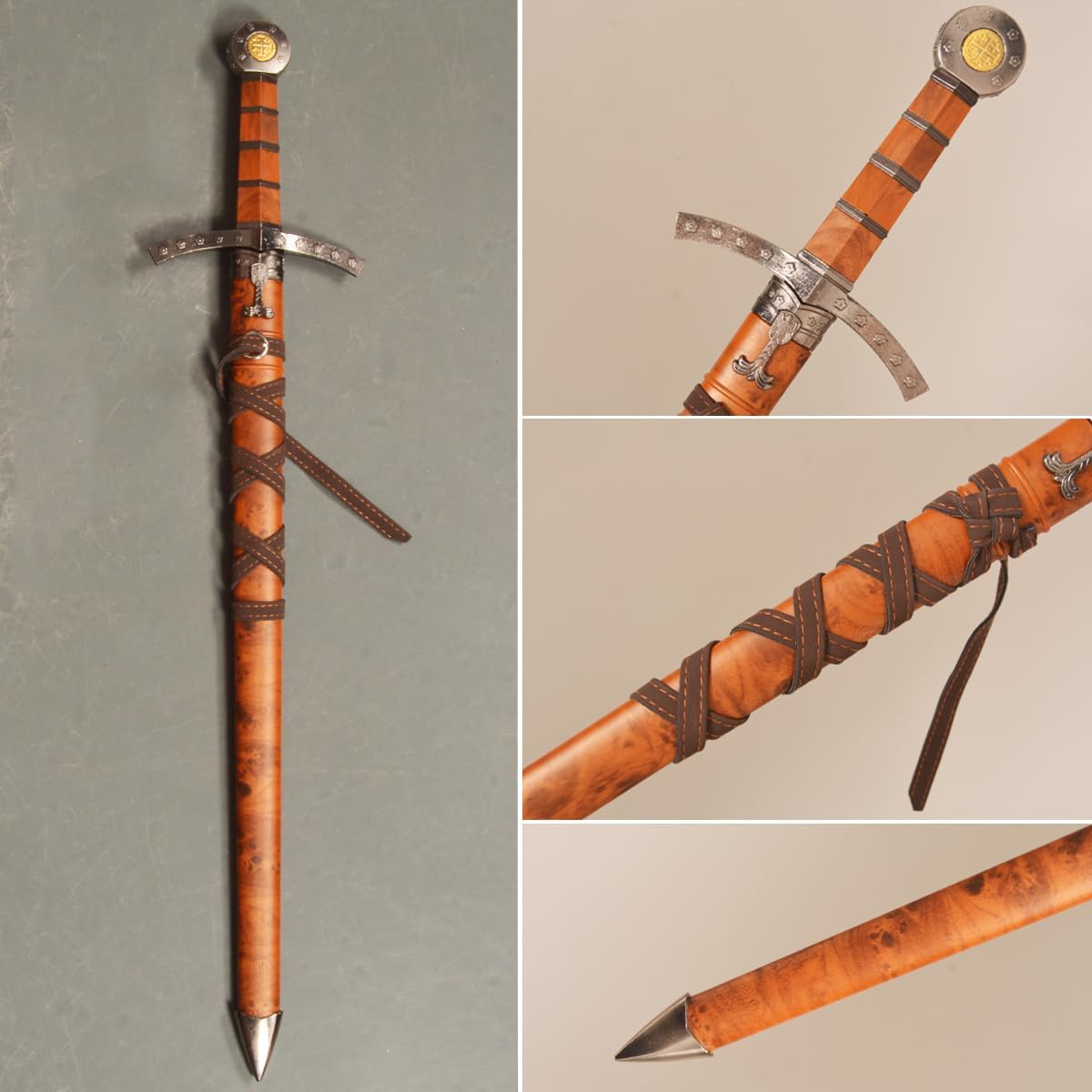 Espada corta medieval, espada occidental de metal con funda, para decoración y colección de exhibiciones
