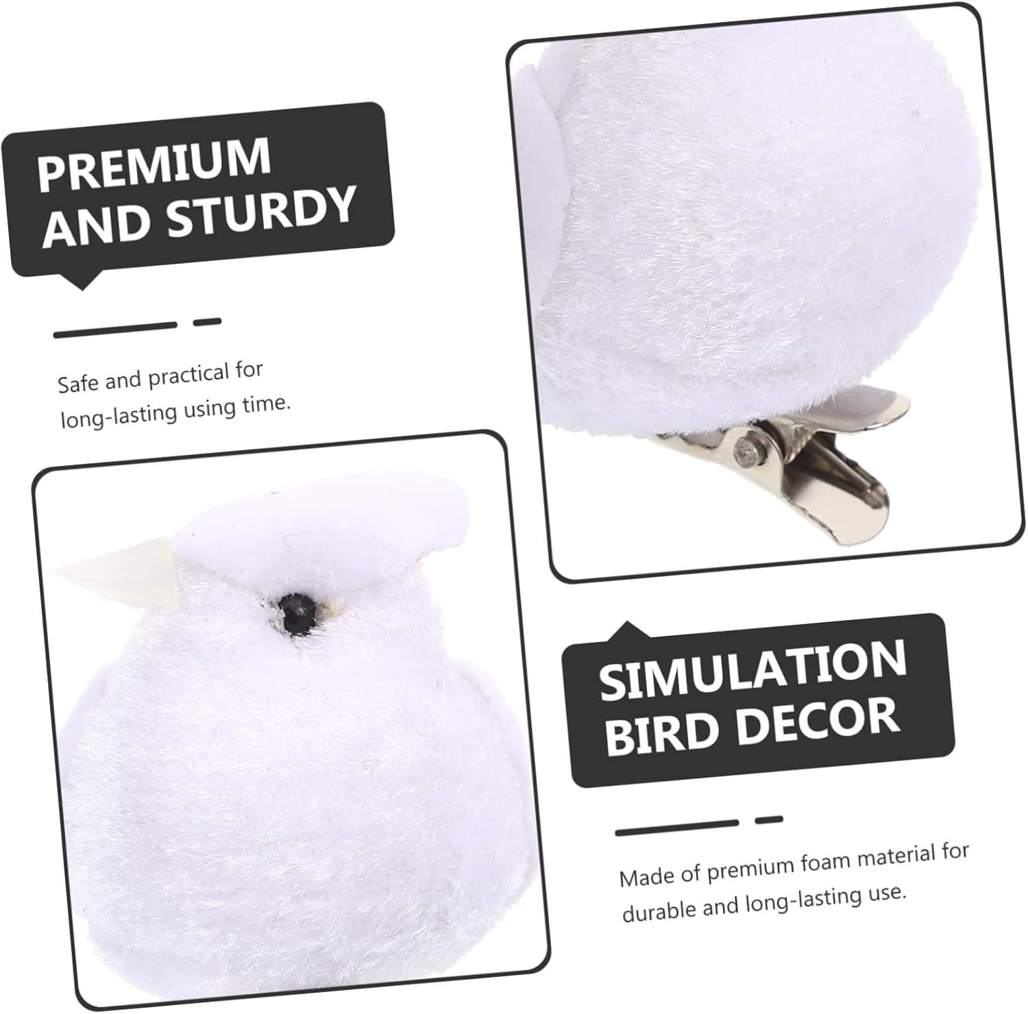 COOPHYA Pájaros falsos 4 piezas de simulación de espuma para manualidades, paloma blanca, pájaro de jardín falso, pájaros artificiales, cardenales,