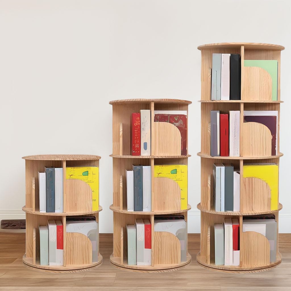 YQSDG Estantería giratoria de 360 grados de madera para niños y adultos, organizador multifuncional (4 niveles)
