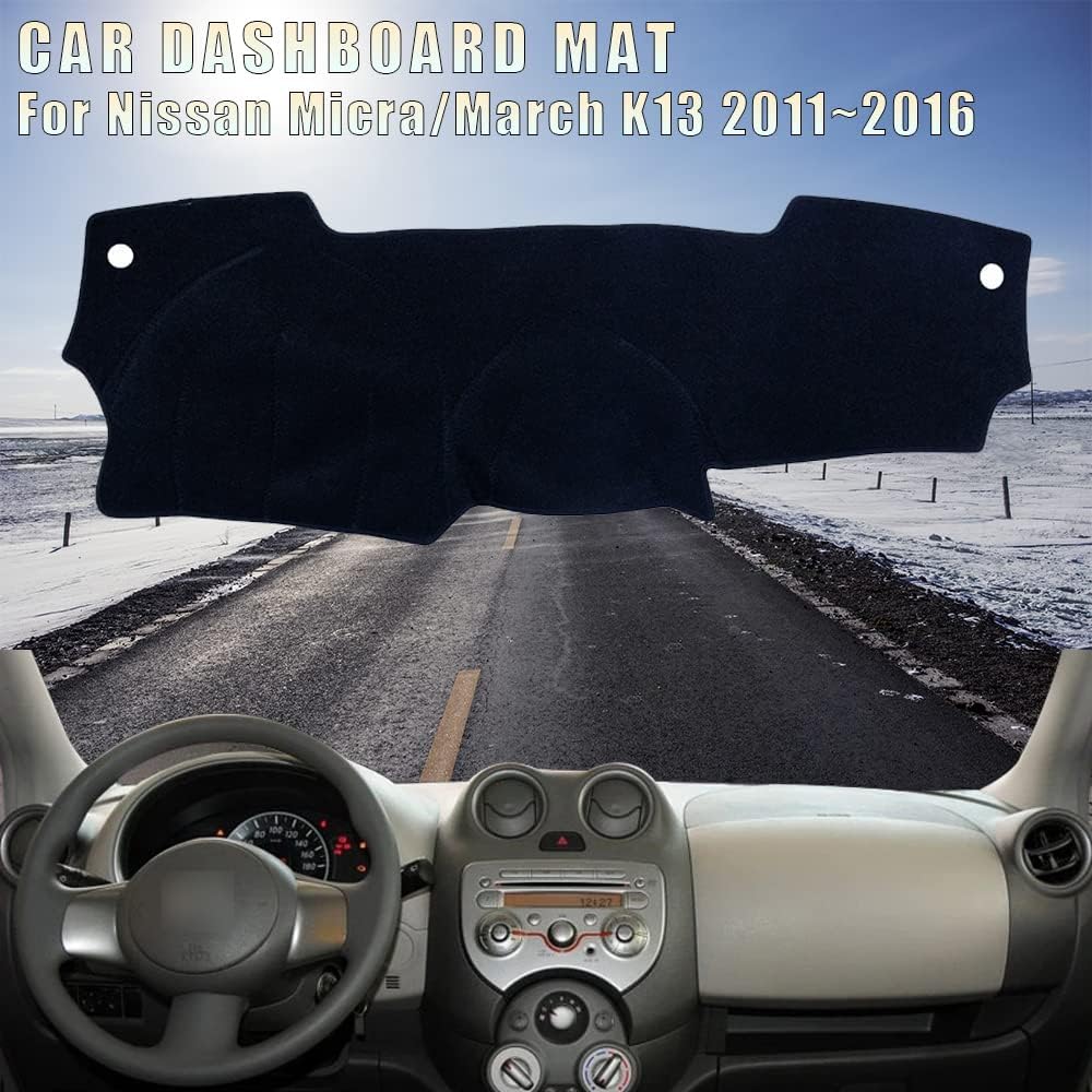 Cubierta de franela para salpicadero, antideslizante, compatible con Nissan Micra March K13 2011-2016