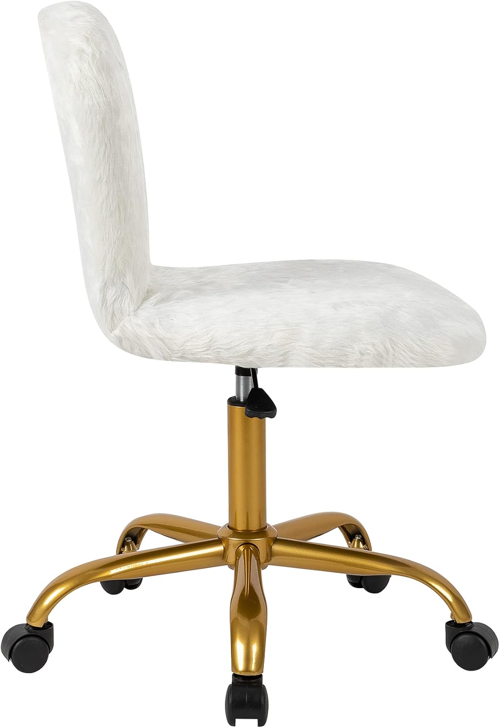 GIA Silla giratoria ajustable de respaldo medio con piel sintética, tamaño de asiento mejorado para adultos, color blanco
