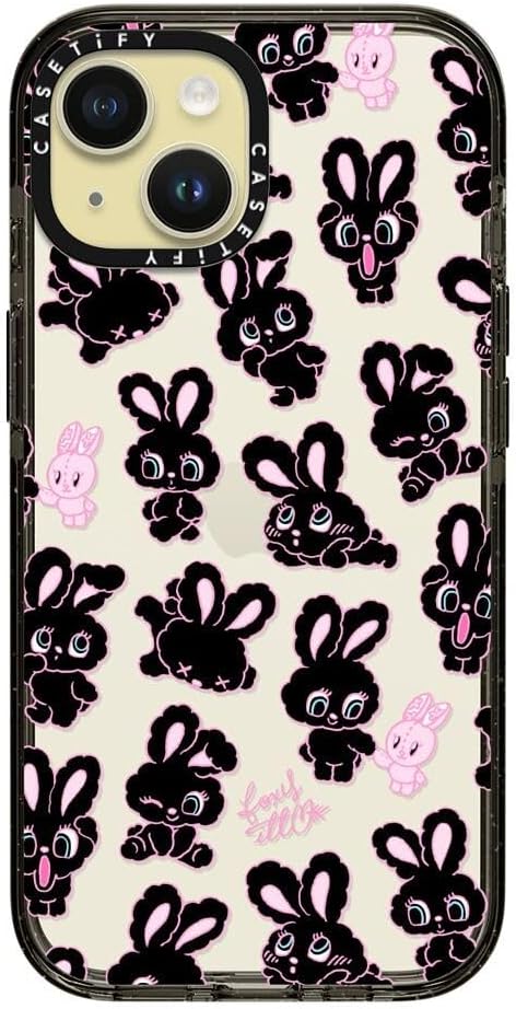 CASETiFY Impact – Funda para iPhone 15 4 veces probada contra caídas de grado militar, protección contra caídas de 8.2 pies, conejitos negros, negro