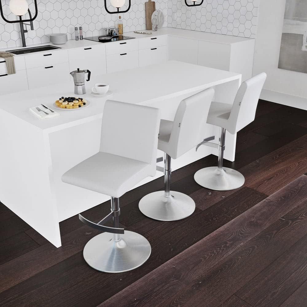 Zuri Furniture Modern Coveteur Taburete giratorio de altura ajustable en color blanco