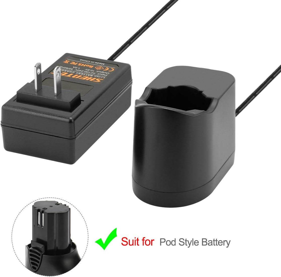 Shentec Batería de 10.8V 3.0Ah compatible con Dremel 855-02 855-01, compatible con Dremel 8000-01 8001-01 8001-02 herramienta inalámbrica (cargador