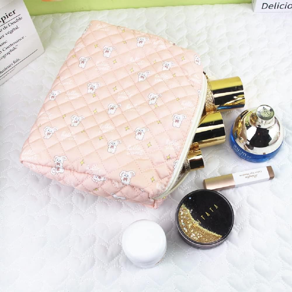 Bolsa de maquillaje de algodón, 2 piezas, bolsa de maquillaje acolchada, bolsa de maquillaje grande, organizador de cosméticos de viaje para