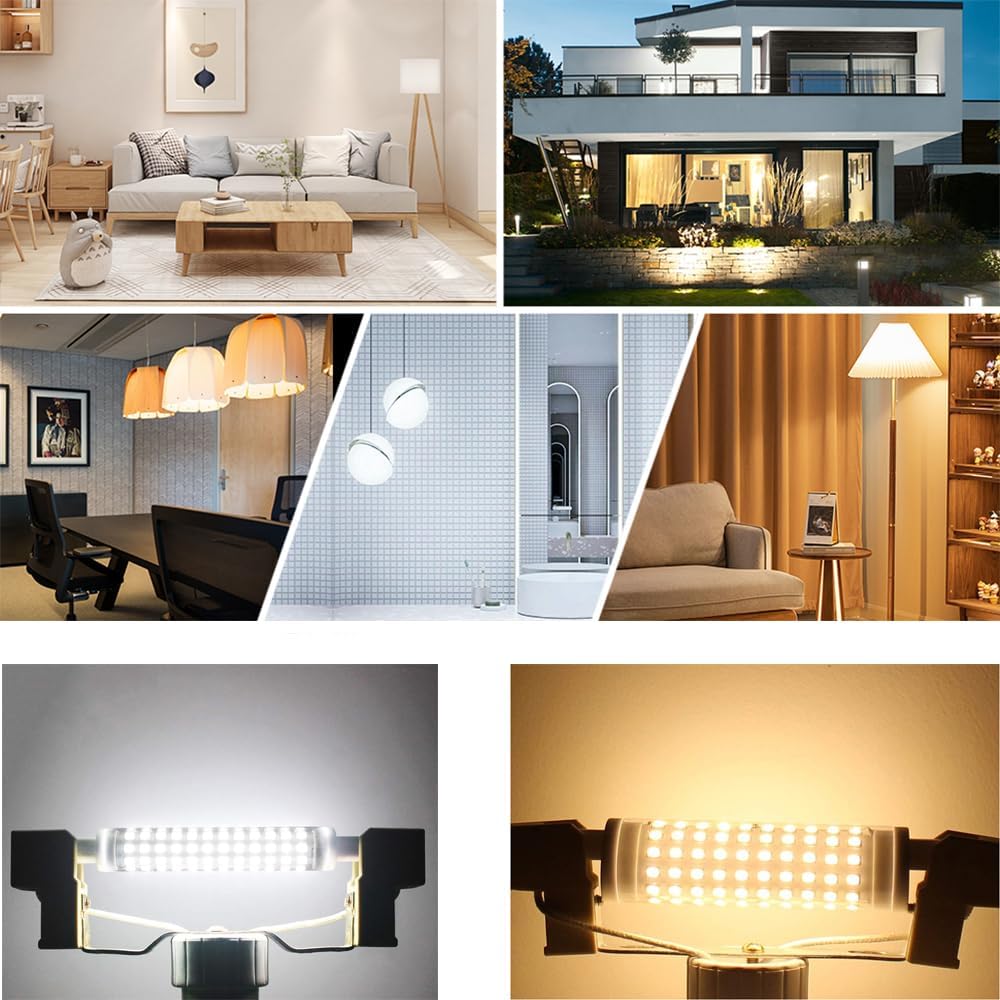 Bombilla LED R7S de 4.646 in regulable, 30 W de doble extremo tipo J (200 W 300 W halógeno T3 equivalente), 120 V, 3000 lúmenes, 6000 K, lámparas de
