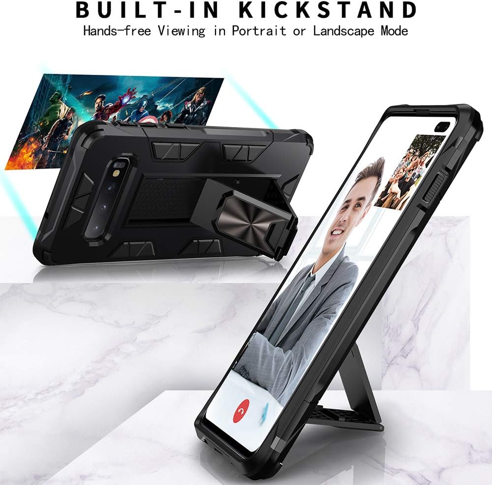 Funda Samsung Galaxy S10 Plus para Samsung Galaxy S10+ de grado militar, funda con función atril incorporada, armadura, resistente, a prueba de