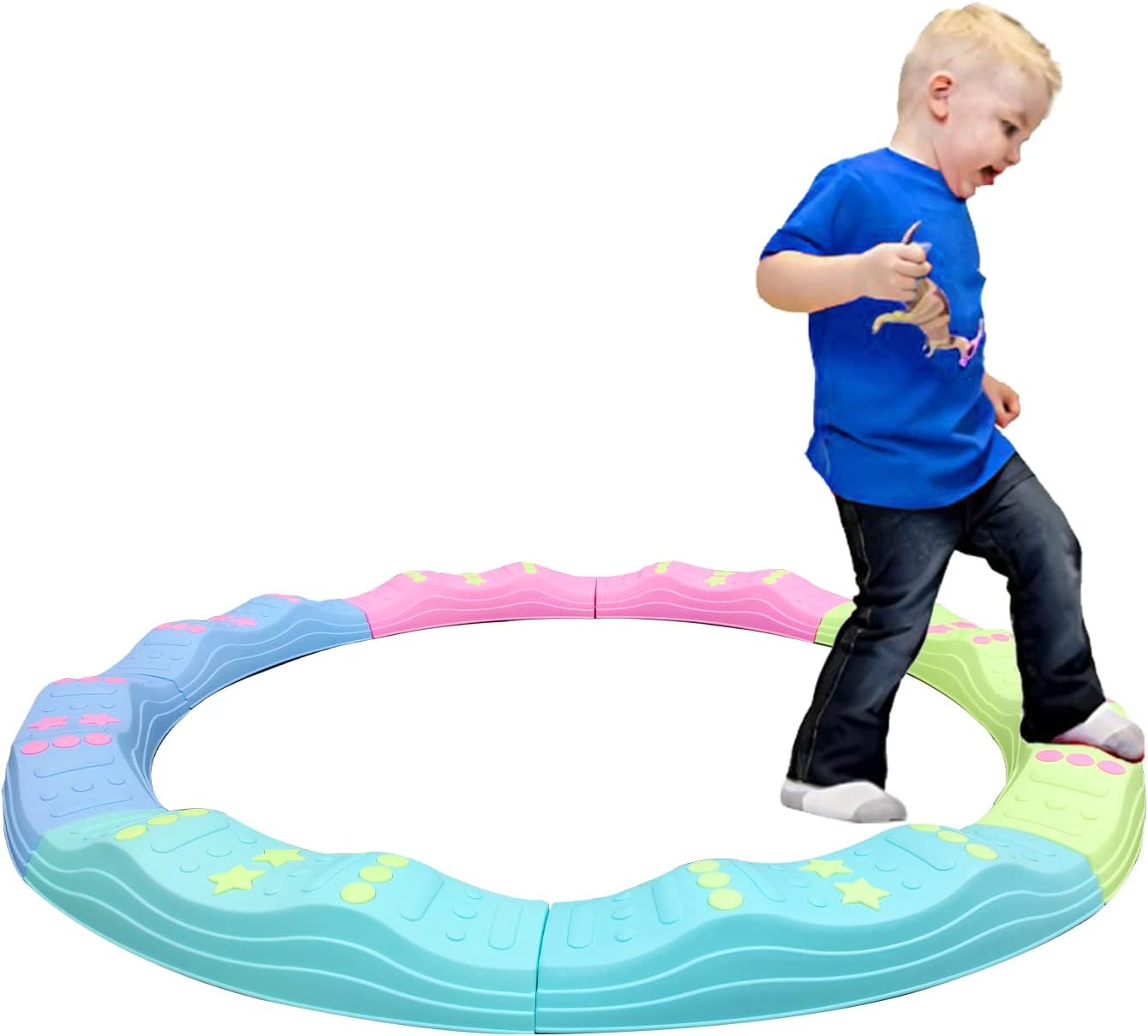 Colored Balance Beams for Kids, Wavy Toddler Stepping Stones, 8 Pcs, Non-Slip Surface and Rubber Edges, Promote Agility, Strength, Coordination