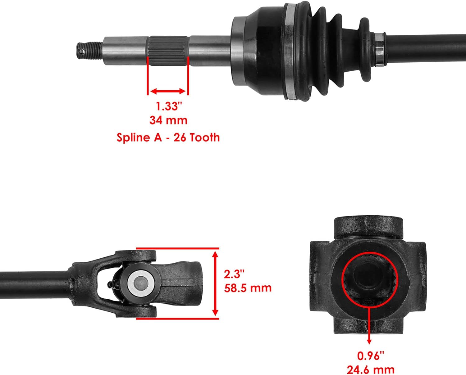 For Polaris Scrambler 500 4X4 1999-2009 USA Neapco Front RHLH CV Joint Axle Mod-ZTF1-7524