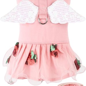 Lindo arnés para perro, juego de correa, falda de boda, cuello enrollable, transpirable, ropa para perros y gatos pequeños y medianos, fiesta de Lindo arnés para perro, juego de correa, falda de boda, cuello enrollable, transpirable, ropa para perros y gatos pequeños y medianos, fiesta de