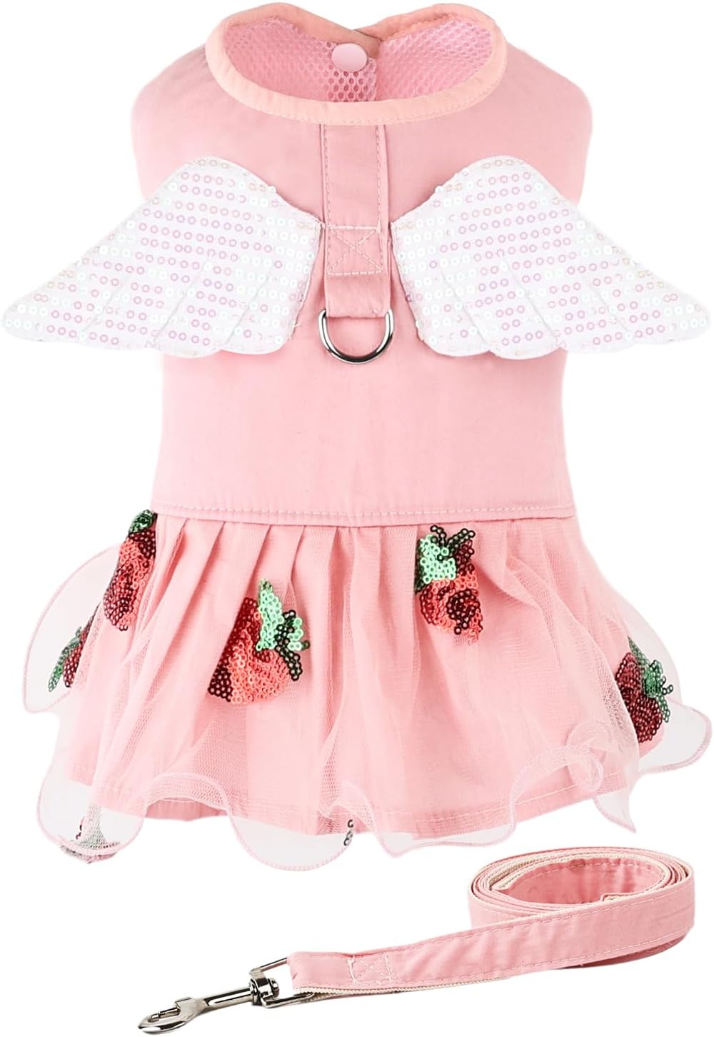 Lindo arnés para perro, juego de correa, falda de boda, cuello enrollable, transpirable, ropa para perros y gatos pequeños y medianos, fiesta de