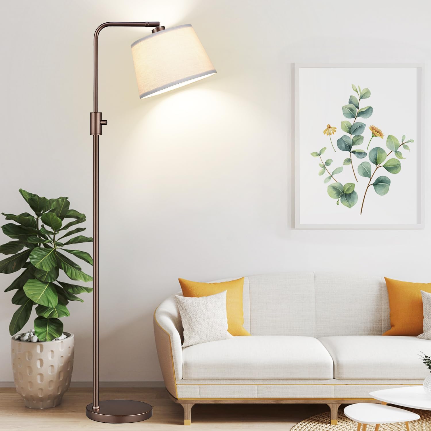 ActualizadaLámpara de pie regulable, bombilla LED Edison de 1000 lúmenes incluida, lámparas de pie de arco para sala de estar, lámpara de pie