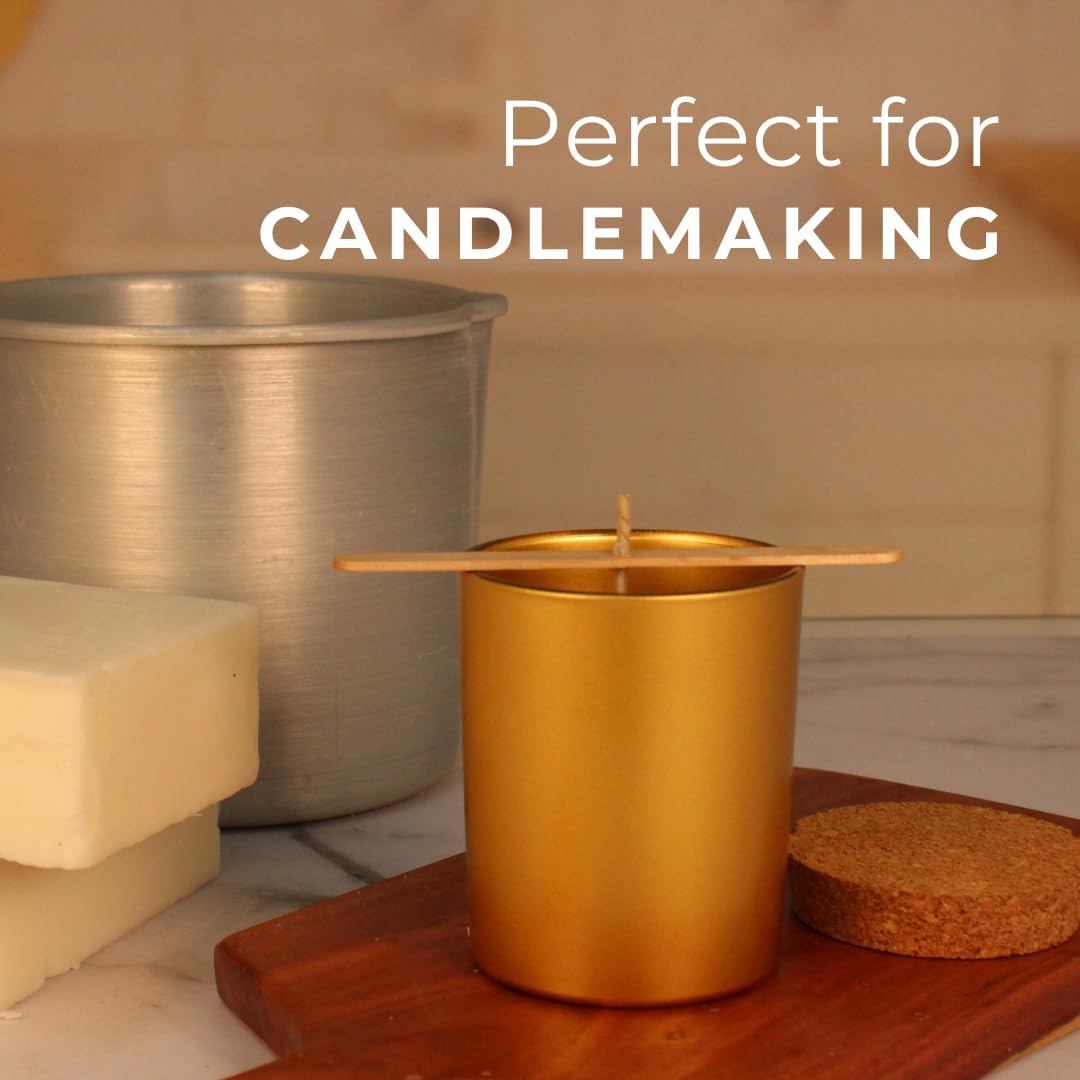 Direct Candle Supply Vaso de vidrio de 8 fl oztarro dorado con tapa de corcho 12pk para hacer velas