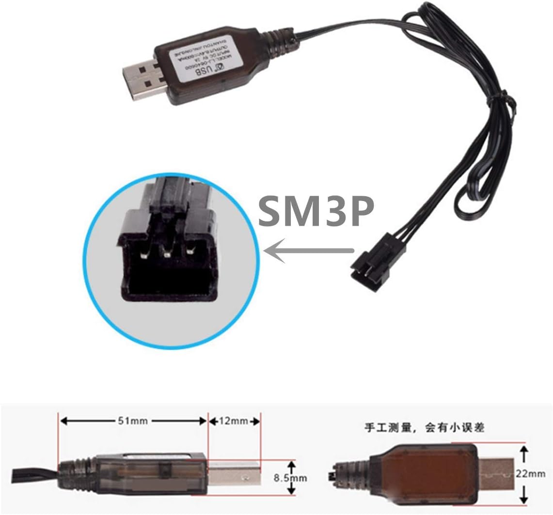 2 unids 6.4 V 500 mAh JST y SM3P doble enchufe batería de litio con cable de carga USB para WLtoys 18401 18402 control remoto de alta velocidad RC