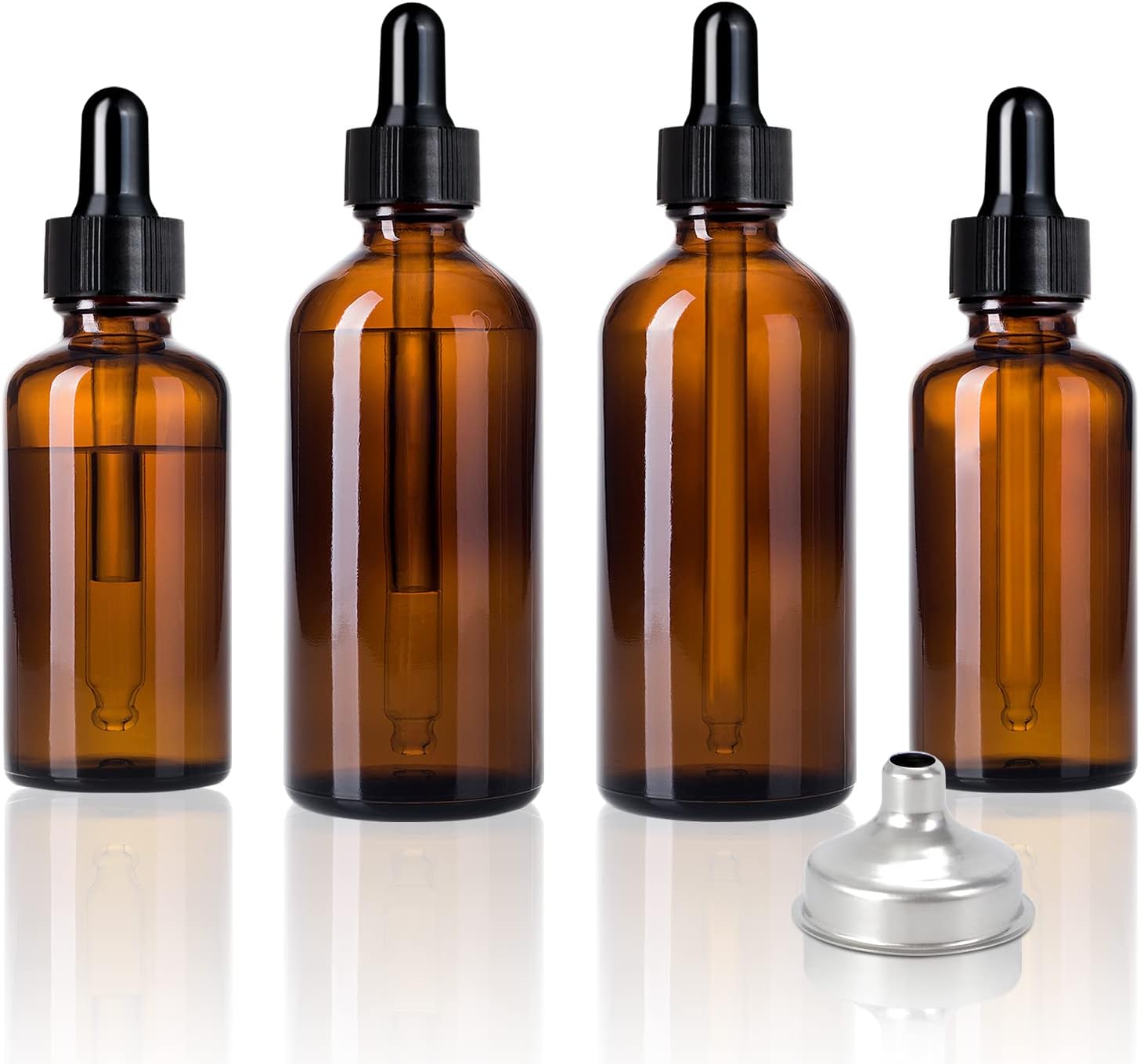 4 botellas con cuentagotas de vidrio ámbar de 1 oz+2 onzas, botellas de tintura con cuentagotas, botellas de aceites esenciales a prueba de fugas,