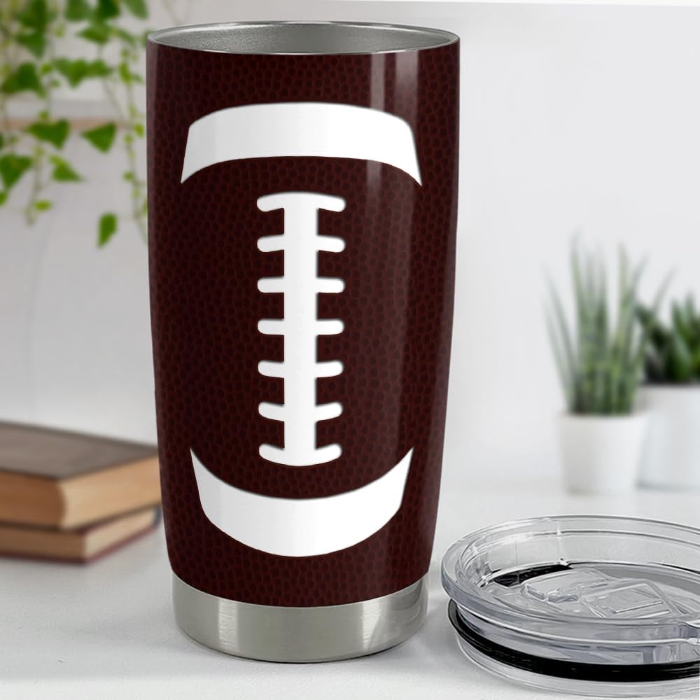 SANDJEST Vaso de fútbol de 20 onzas con aislamiento de acero inoxidable para viajes, regalos de fútbol para entrenadores, mujeres, hombres, regalos
