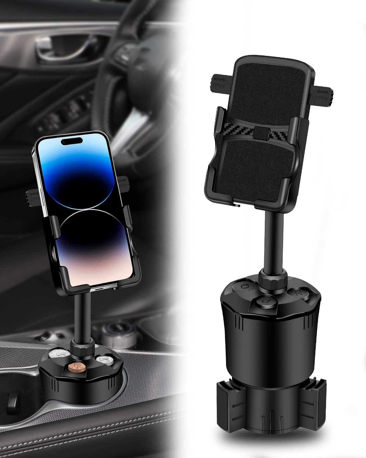 Soporte multifuncional para teléfono celular para automóvil, brazo largo con rotación de 360 grados, compatible con iPhone, Samsung y todos los
