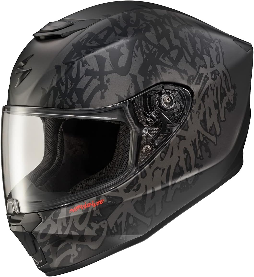 ScorpionEXO – Casco integral R420 de motocicleta, policarbonato, urbano, bolsillos para altavoces con Bluetooth, certificación DOT y Snell, adulto