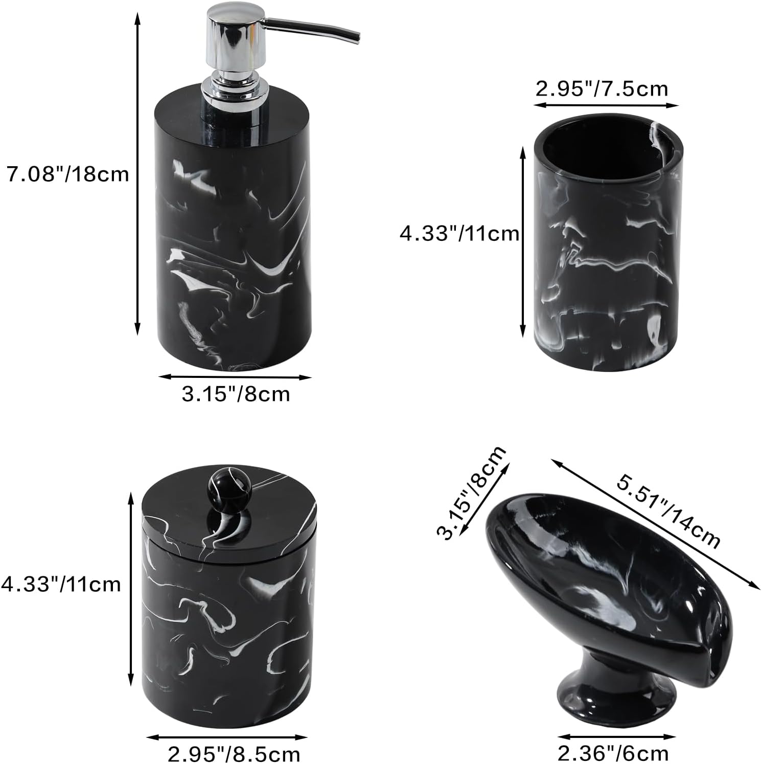 Juego de 4 piezas de accesorios para encimera de baño, dispensador de jabón de loción, accesorios organizadores de baño, soporte para cepillos de