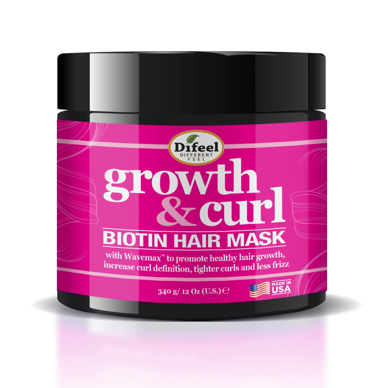 Difeel Mascarilla capilar de biotina para crecimiento y rizo, 12 onzas, mascarilla capilar para el crecimiento del cabello rizado