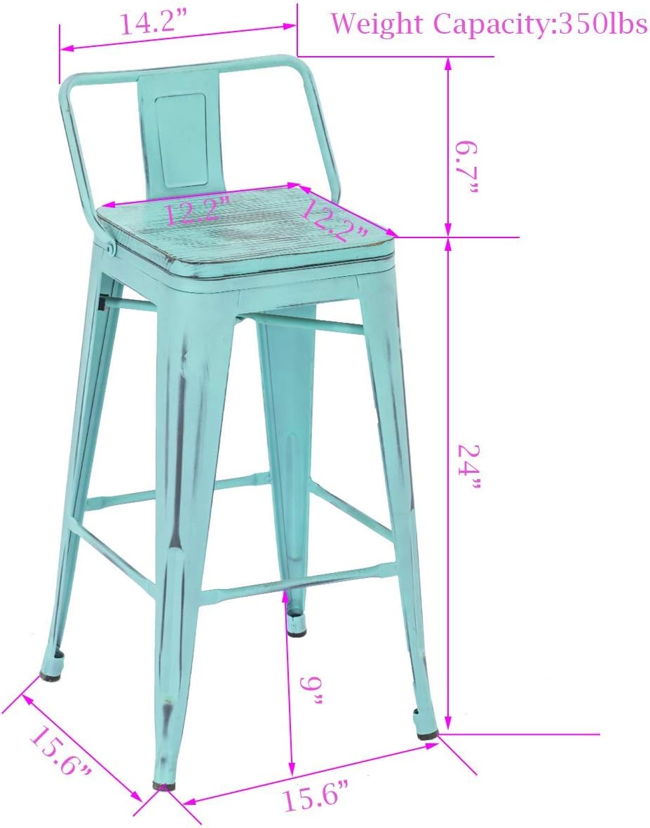 Changjie Furniture Juego de 4 taburetes de bar giratorios de 24 pulgadas con respaldo, taburetes de bar industriales para cocina (giratorios de 24