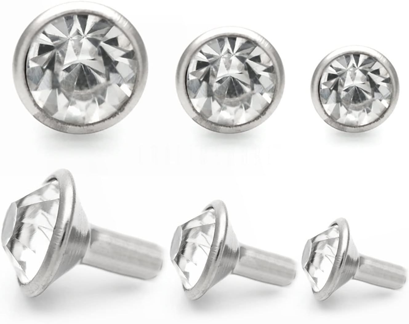 CRAFTMEMORE 50 juegos de remaches de diamantes de imitación transparentes blancos con diamantes de imitación rápidos para decoración de bricolaje,