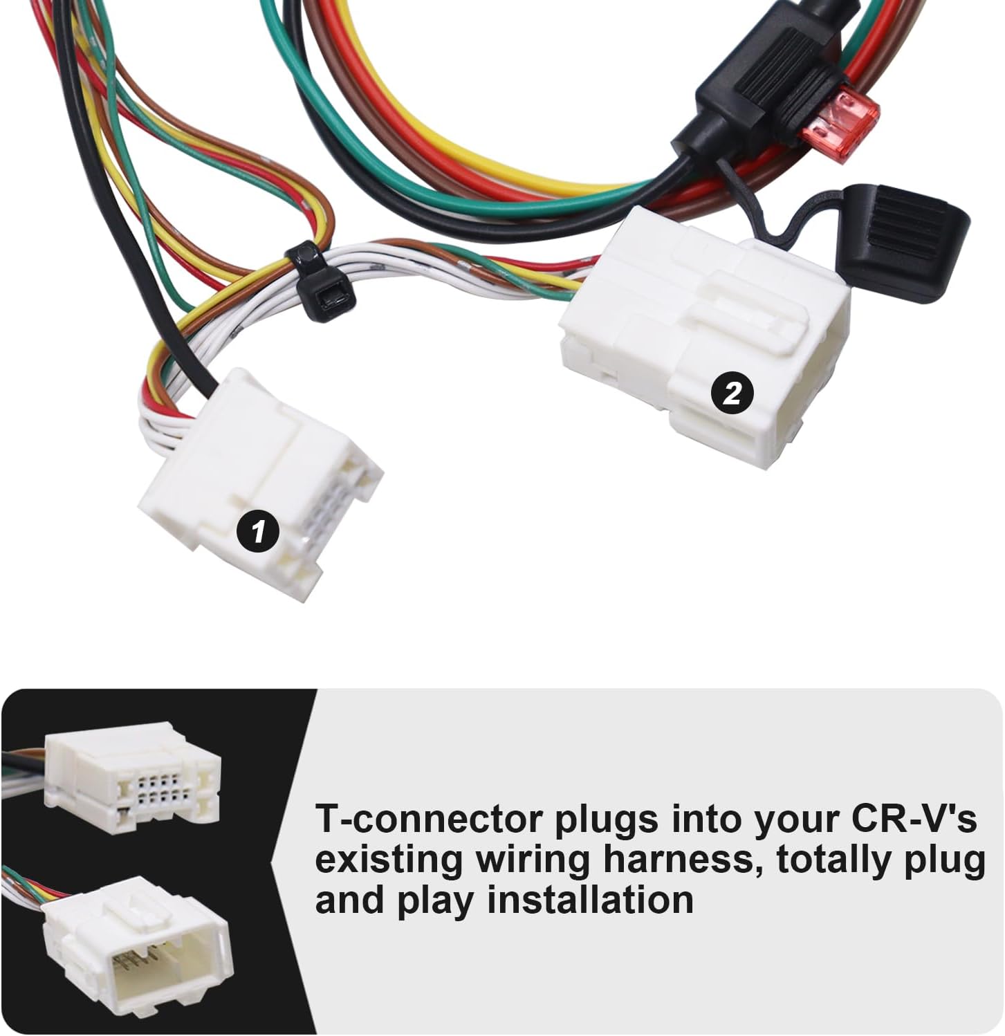 CARROFIX Arnés de cableado CRV de ajuste personalizado con conector de remolque plano de 4 vías para Honda CR-V 2012-2016 Arnés de cables de