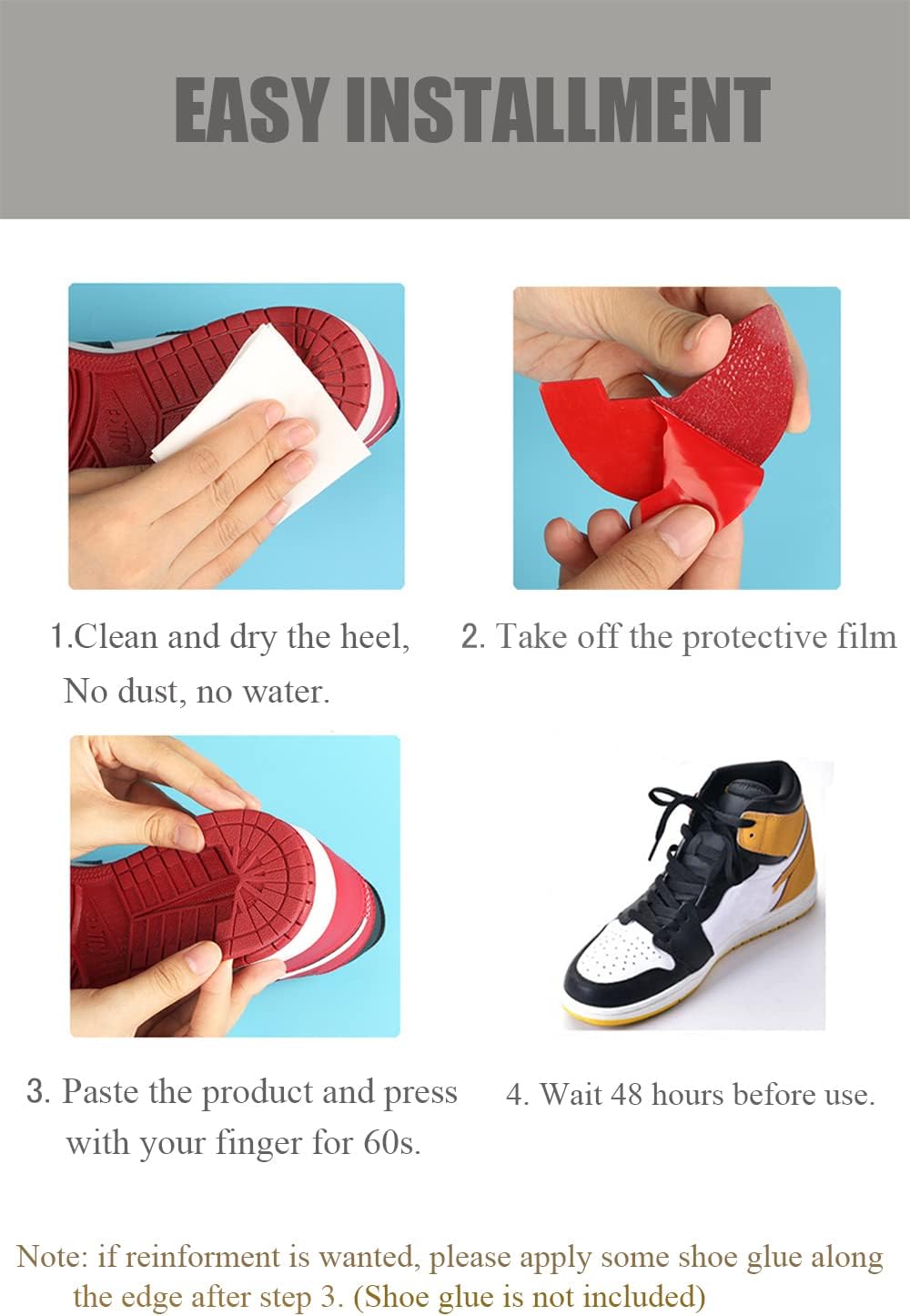 Protector de suela para tenis, placas de reparación de talón autoadhesivas fuertes antideslizantes para hombres y mujeres, versión mejorada de