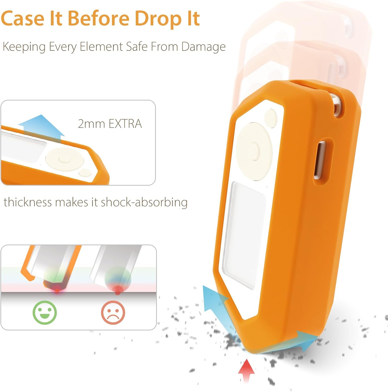HCJYC Funda protectora suave de silicona para Flipper Zero (2 unidades), color naranja y blanco