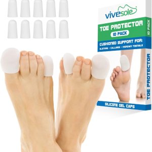 ViveSole Protectores de dedos de gel suave para hombres y mujeres, (10 unidades) para aliviar el dolor de pies, fundas acolchadas flexibles para ViveSole Protectores de dedos de gel suave para hombres y mujeres, (10 unidades) para aliviar el dolor de pies, fundas acolchadas flexibles para