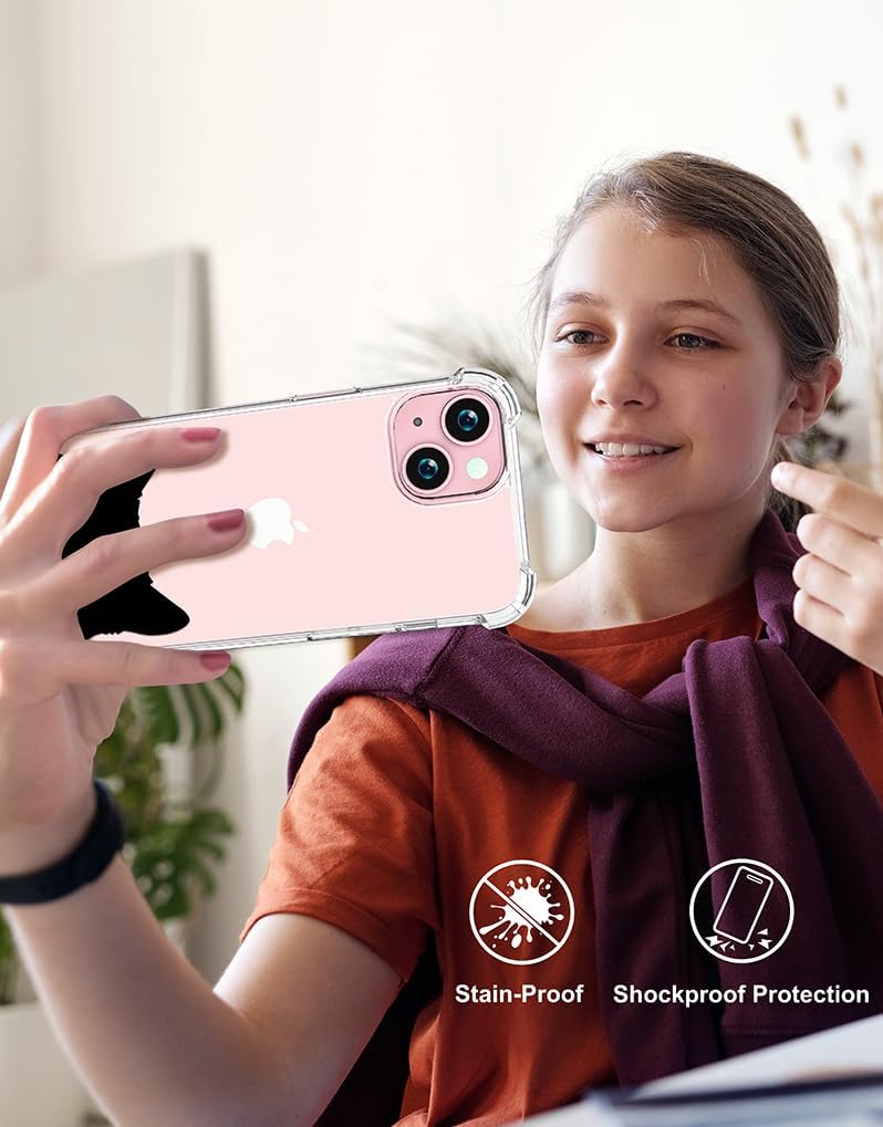 Funda para iPhone 15 Plus, bonita y transparente para mujer, resistente funda protectora protectora compatible con iPhone 15 Plus (orejas de gato