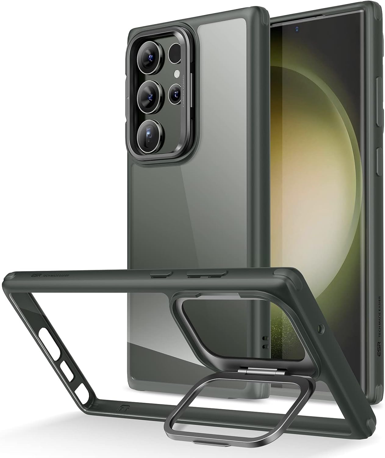 ESR Funda para Samsung Galaxy S23 Ultra, funda para teléfono S23 Ultra con soporte clásico, soporte de anillo de cámara integrado, protección de