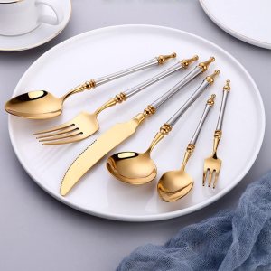 Juego de cubiertos para 6 utensilios de acero inoxidable de 36 piezas, vajilla dorada de columna romana europea, tenedor y cuchillo de lujo, hotel, Juego de cubiertos para 6 utensilios de acero inoxidable de 36 piezas, vajilla dorada de columna romana europea, tenedor y cuchillo de lujo, hotel,