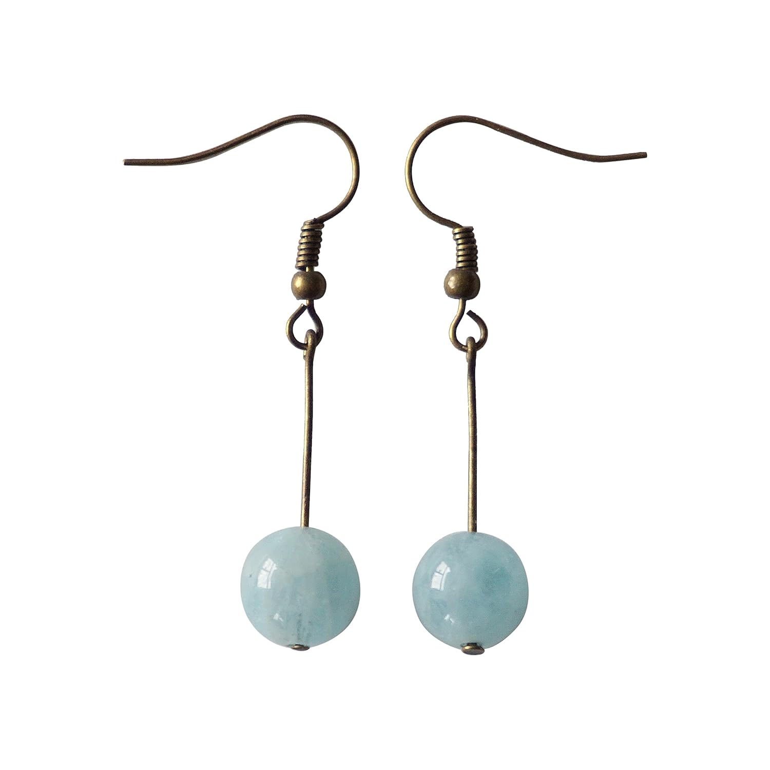 Designs by Nature Gems Handmade Womens Genuine Raw Aquamarine Earrings – Comes with 1.5 Antique Bronze and Gift Box, March Birthstone, Mothers Day