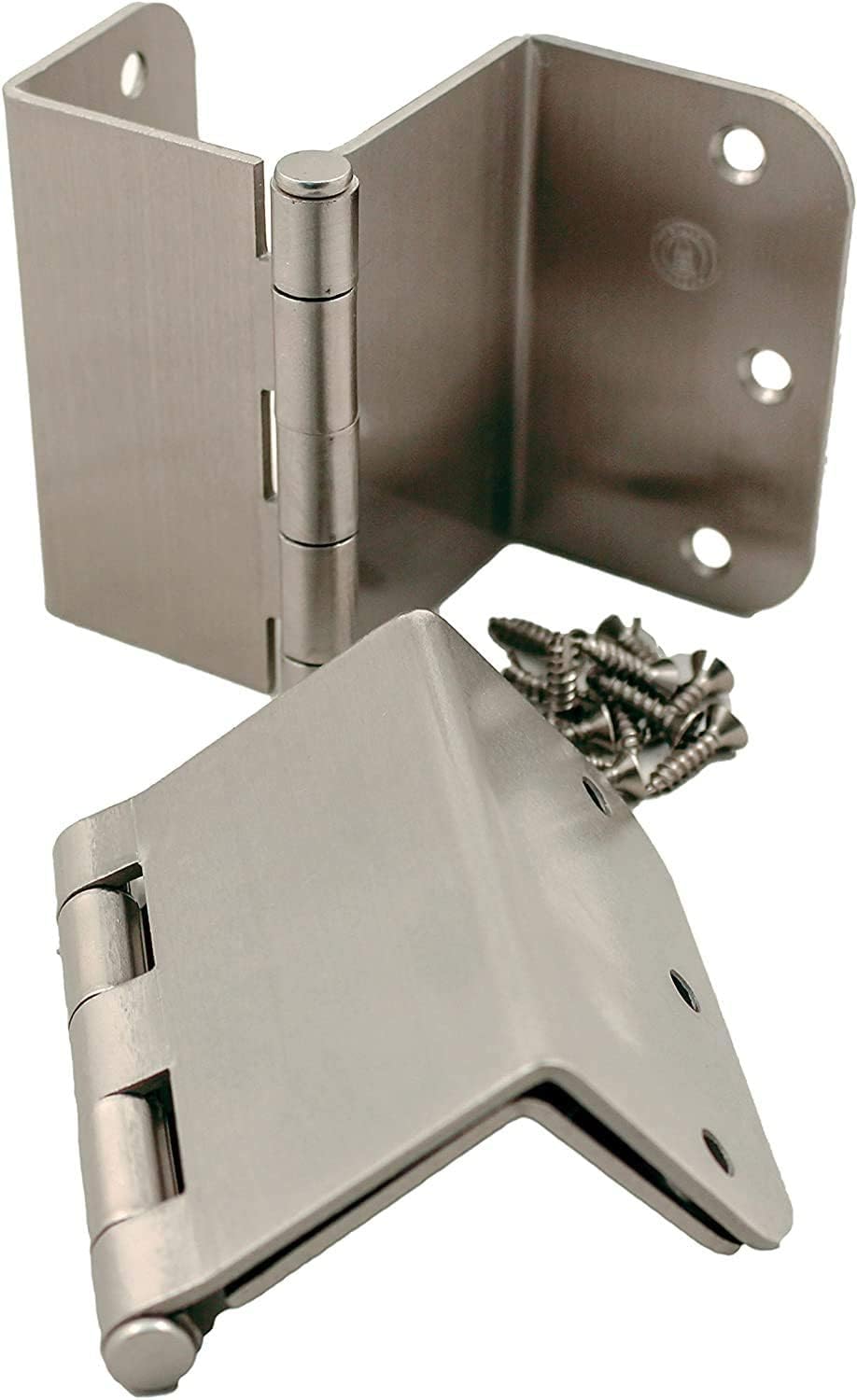 Generic Bisagra de puerta abatible transparente de 3.5 pulgadas, paquete de 3 (radio de 14 pulgadas, níquel cepillado), T2895