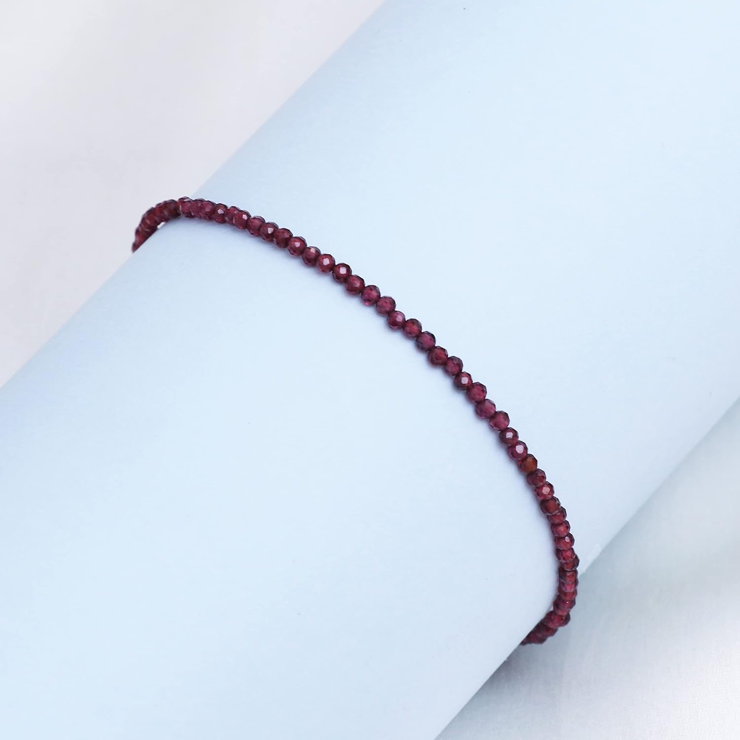 Gempires Mother’s Day Gift Natural Red Garnet Beaded Anklet January Birthstone Jewelry 9 + 2 Inch Silver Plated Anklets For Women, Gift for Her (Red