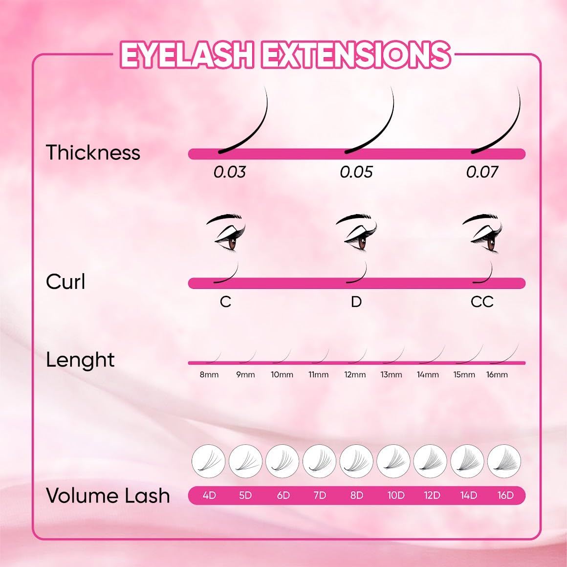 ROSE GIRL Abanicos sueltos Promade  Pestañas de volumen hechas a mano de aspecto natural de 3D a 16D  C CC D DD Curl  Extensiones de pestañas