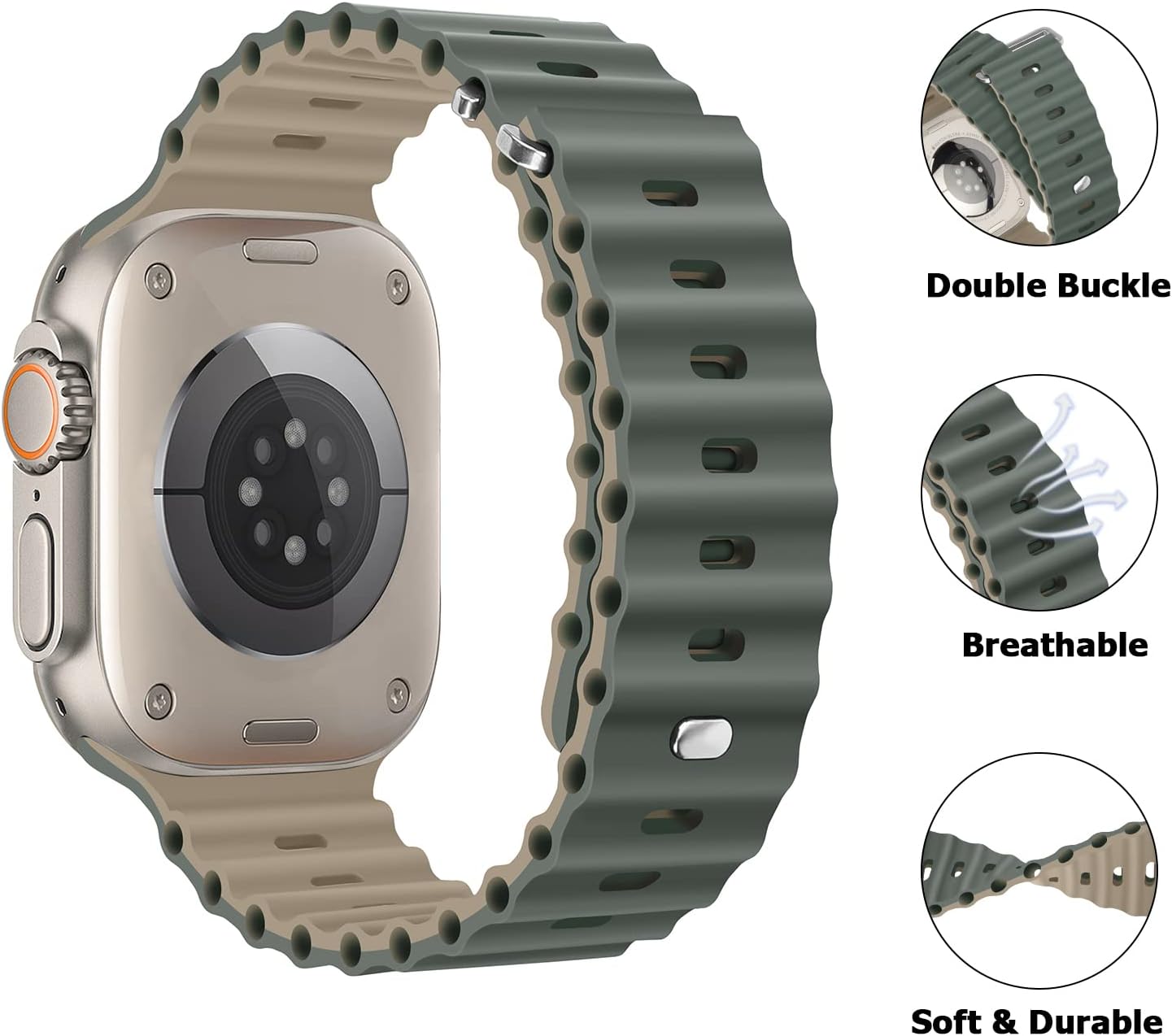 Anlinser Correas compatibles con Apple Watch Band de 1.92, 1.77, 1.73 y 1.65 pulgadas, correa deportiva ajustable diseñada para Apple Watch Ultra
