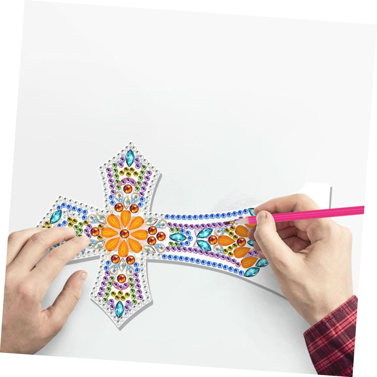 DOITOOL Lámpara de cruz de luz de cruz DIY diamantes de imitación pintura manualidades regalos religiosos lámpara de mesa decorativa lámpara de