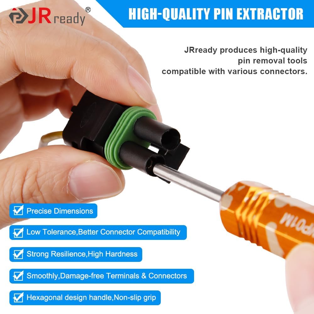 JRready ST5253-22 Kit de herramientas extractoras de pines-22PCS Herramientas de liberación de terminales para Deutsch, AMP, Molex, Delphi, TE, JST,