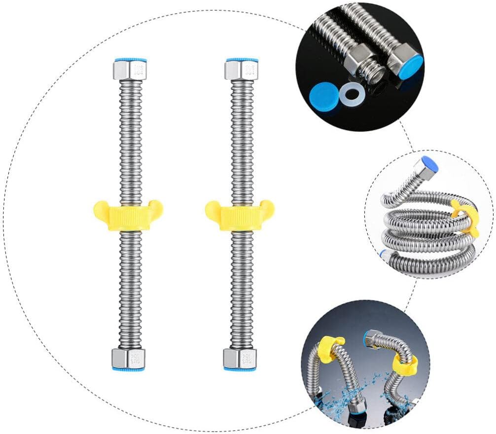 OSALADI 2 unids acero inoxidable corrugado calentador de agua conector manguera de agua flexible línea de suministro de tubería de agua 12 pulgada