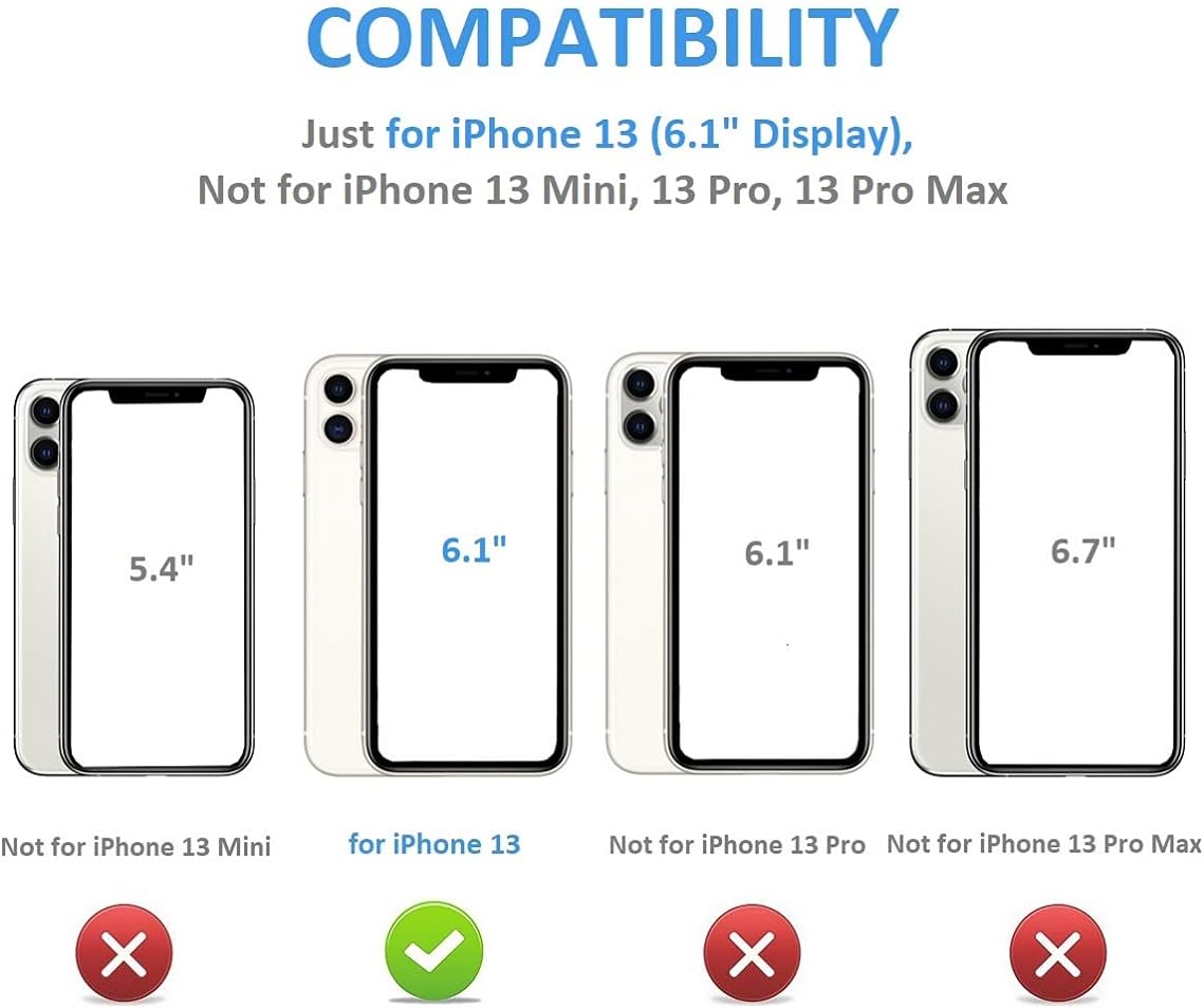 Onetop Funda tipo cartera compatible con iPhone 13 con soporte para tarjetas, funda de piel sintética con ranuras para tarjetas, doble cierre